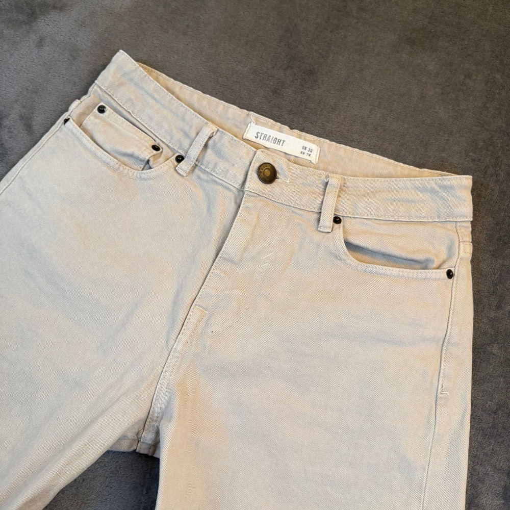 New Look Men Straight Leg Jeans Stone Beige 30R Cotton Stretch 8044128 30x32